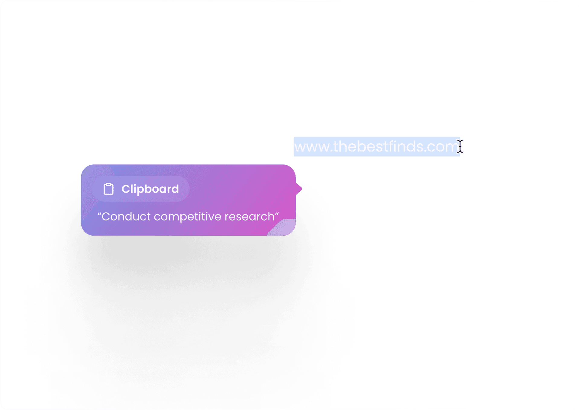 Commands interface showing clipboard functionality