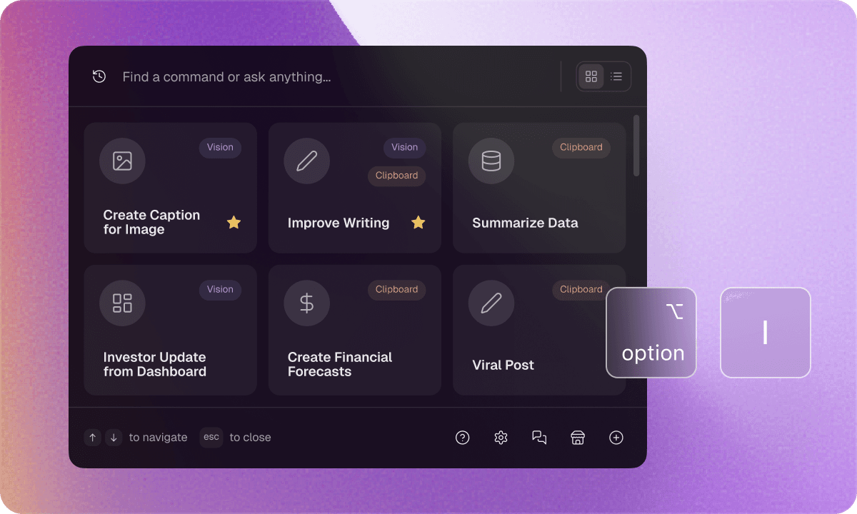 Commands feature screenshot